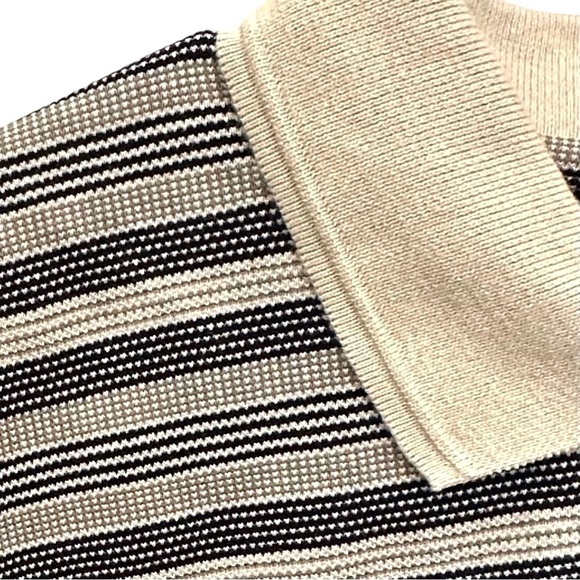 SDI Sportswear Colored Neck Short Sleeve Tan and Black Striped Polo Shirt - Picture 3 of 9